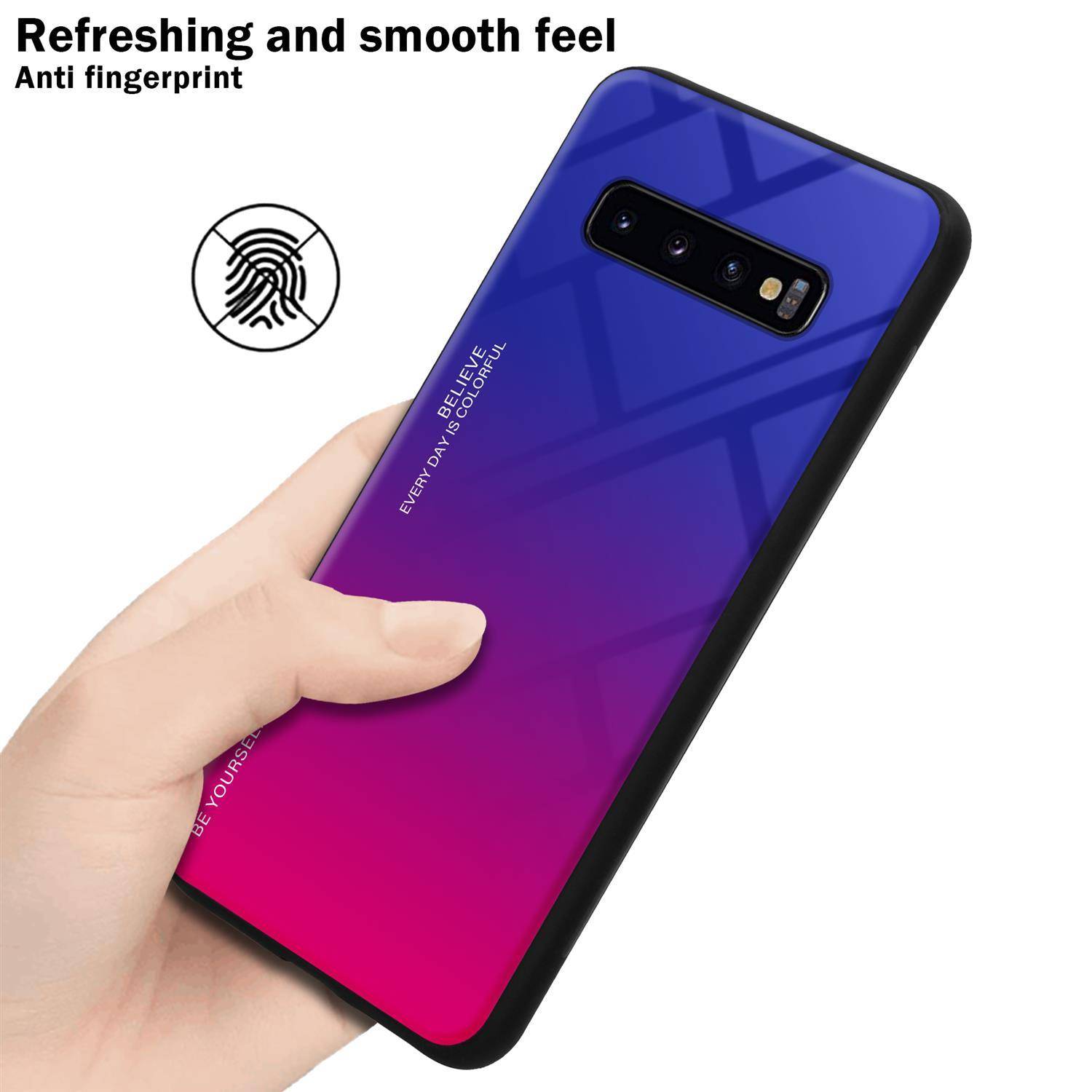 Cadorabo Hülle für Samsung Galaxy S10 PLUS Schutz Hülle in Schwarz Handyhülle TPU Etui Cover Case Tempered Glas