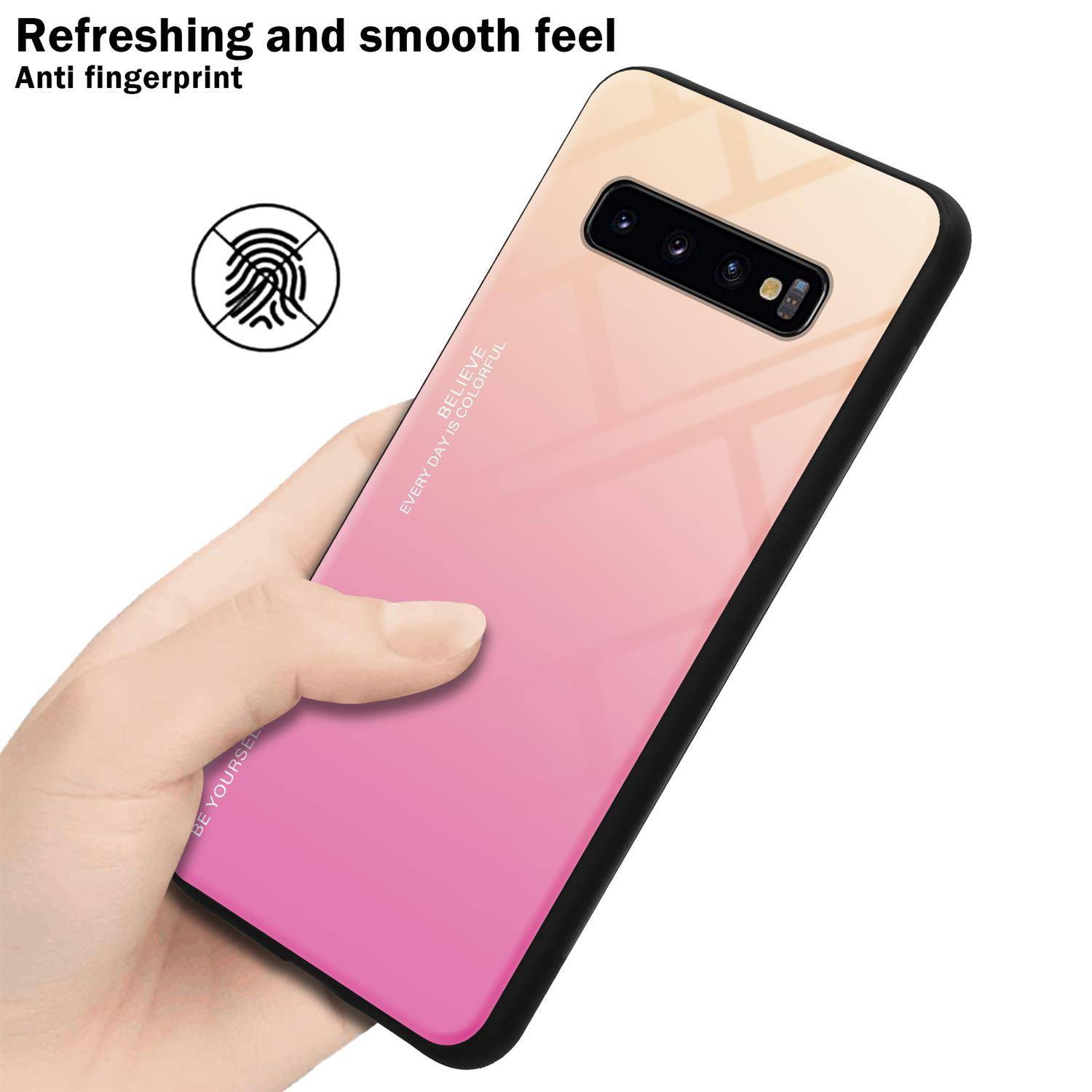 Cadorabo Hülle für Samsung Galaxy S10 PLUS Schutz Hülle in Schwarz Handyhülle TPU Etui Cover Case Tempered Glas