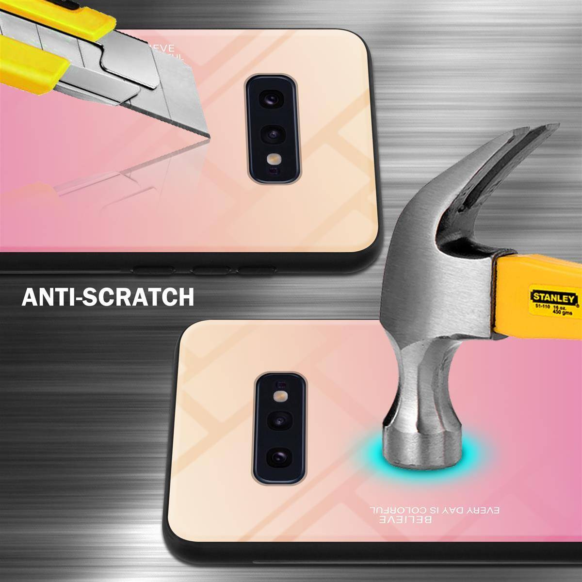 Cadorabo Hülle für Samsung Galaxy S10e Schutz Hülle in Schwarz Handyhülle TPU Etui Cover Case Tempered Glas