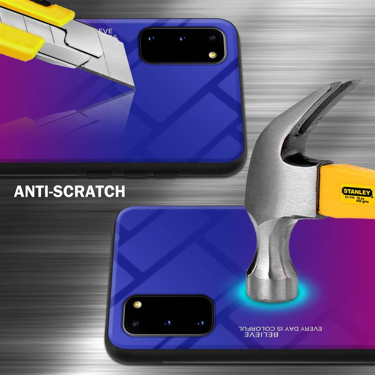 Cadorabo Hülle für Samsung Galaxy S20 Schutz Hülle in Schwarz Handyhülle TPU Etui Cover Case Tempered Glas