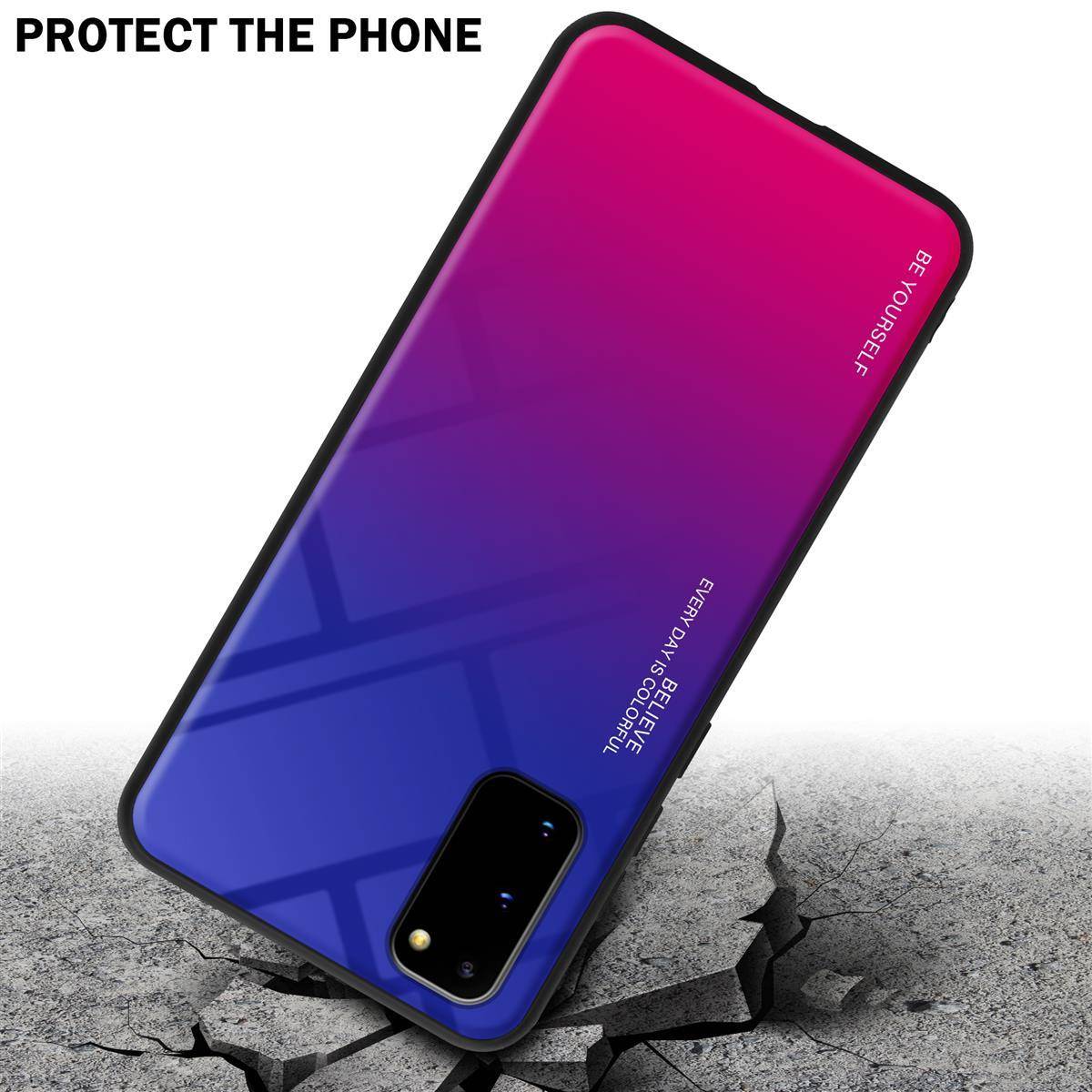 Cadorabo Hülle für Samsung Galaxy S20 Schutz Hülle in Schwarz Handyhülle TPU Etui Cover Case Tempered Glas