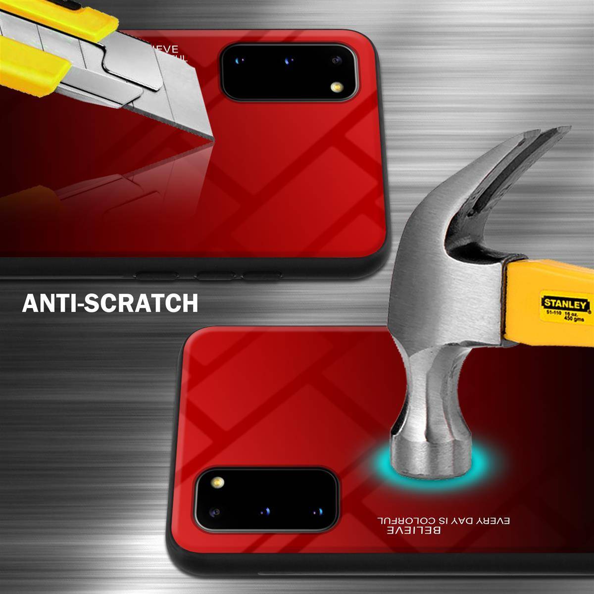 Cadorabo Hülle für Samsung Galaxy S20 Schutz Hülle in Schwarz Handyhülle TPU Etui Cover Case Tempered Glas