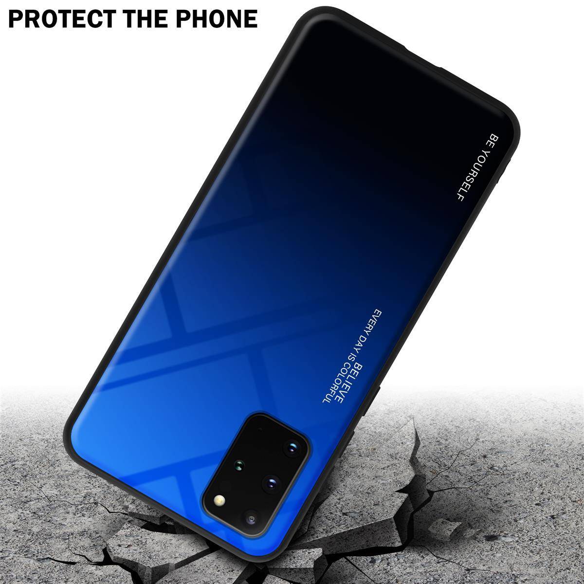 Cadorabo Hülle für Samsung Galaxy S20 PLUS Schutz Hülle in Schwarz Handyhülle TPU Etui Cover Case Tempered Glas