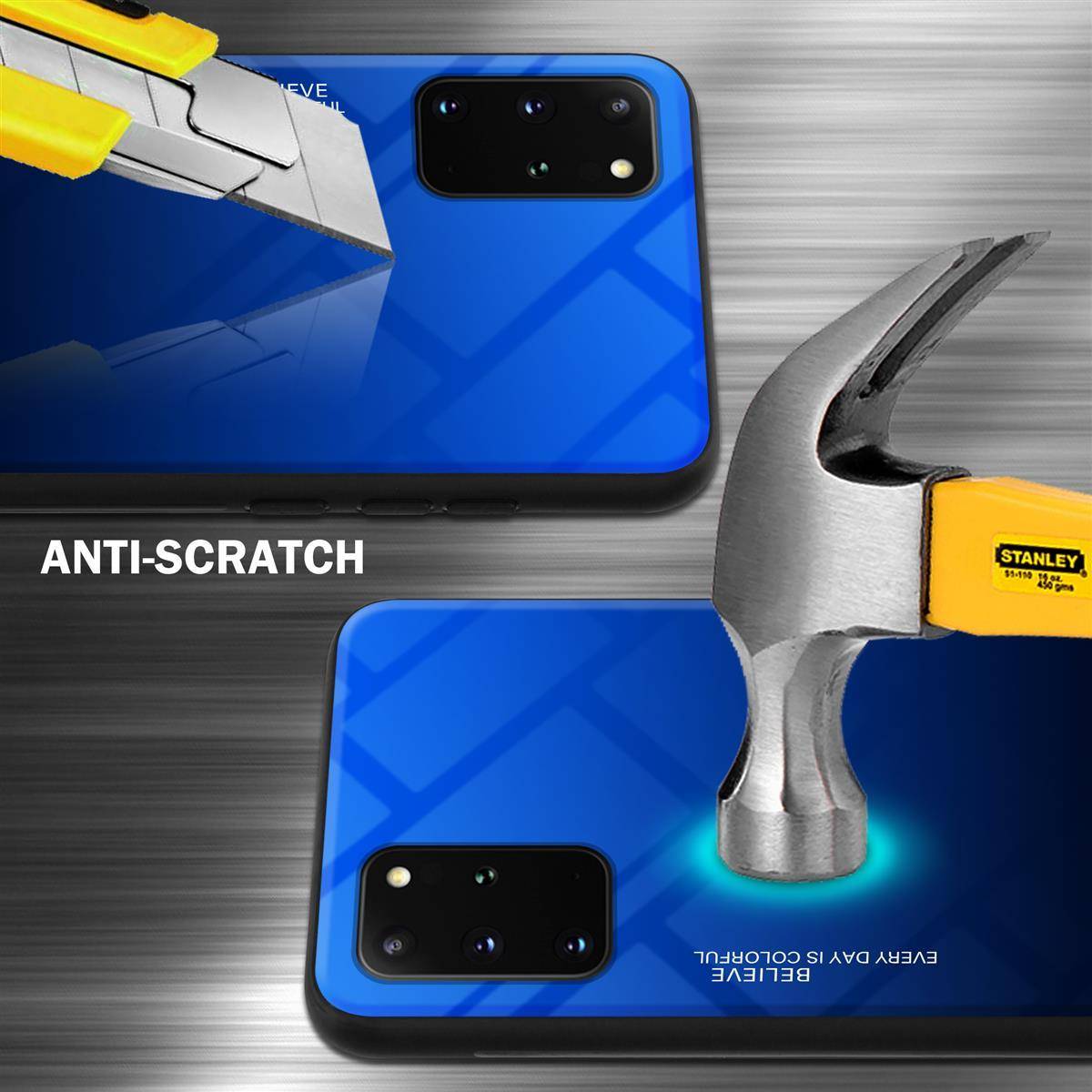 Cadorabo Hülle für Samsung Galaxy S20 PLUS Schutz Hülle in Schwarz Handyhülle TPU Etui Cover Case Tempered Glas