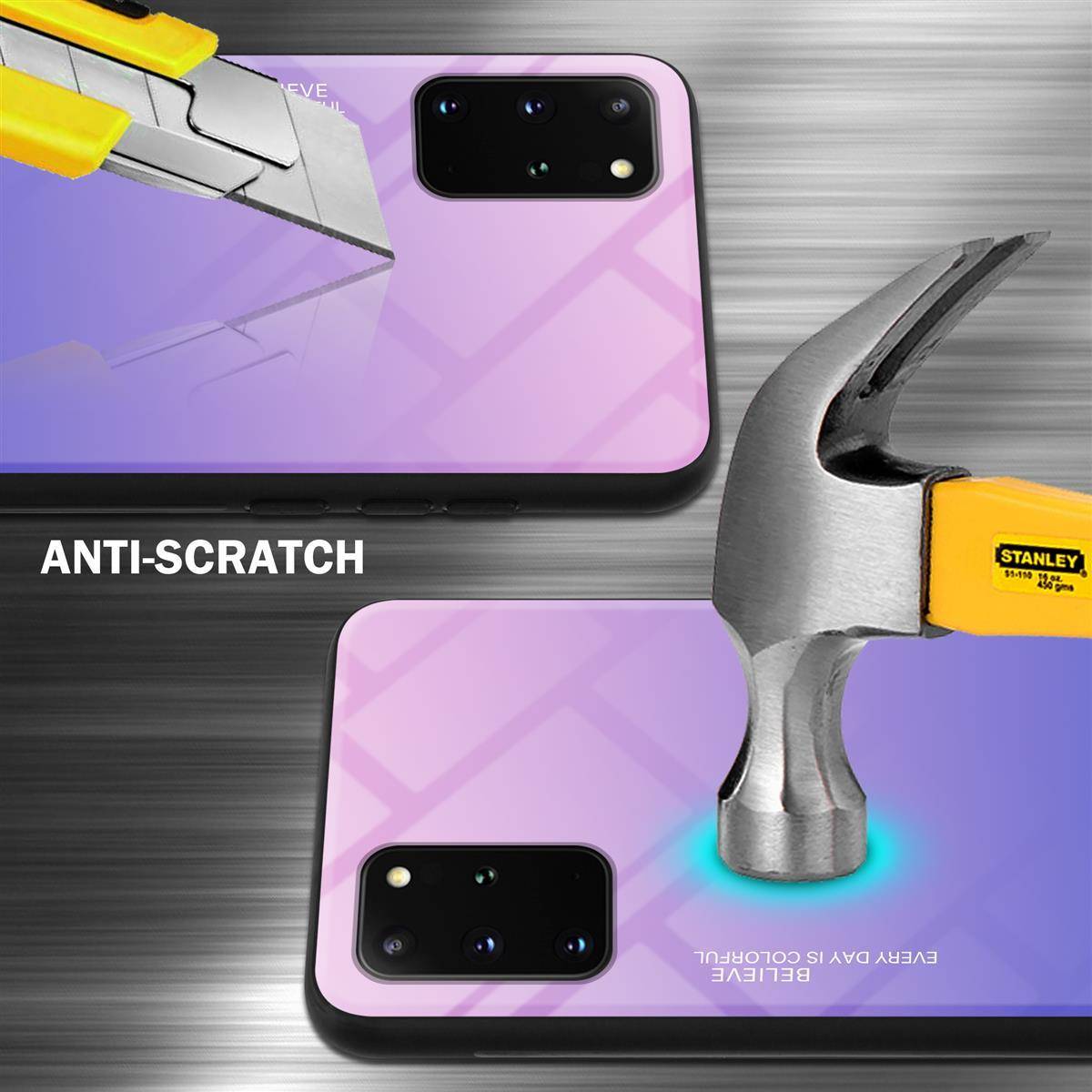 Cadorabo Hülle für Samsung Galaxy S20 PLUS Schutz Hülle in Schwarz Handyhülle TPU Etui Cover Case Tempered Glas