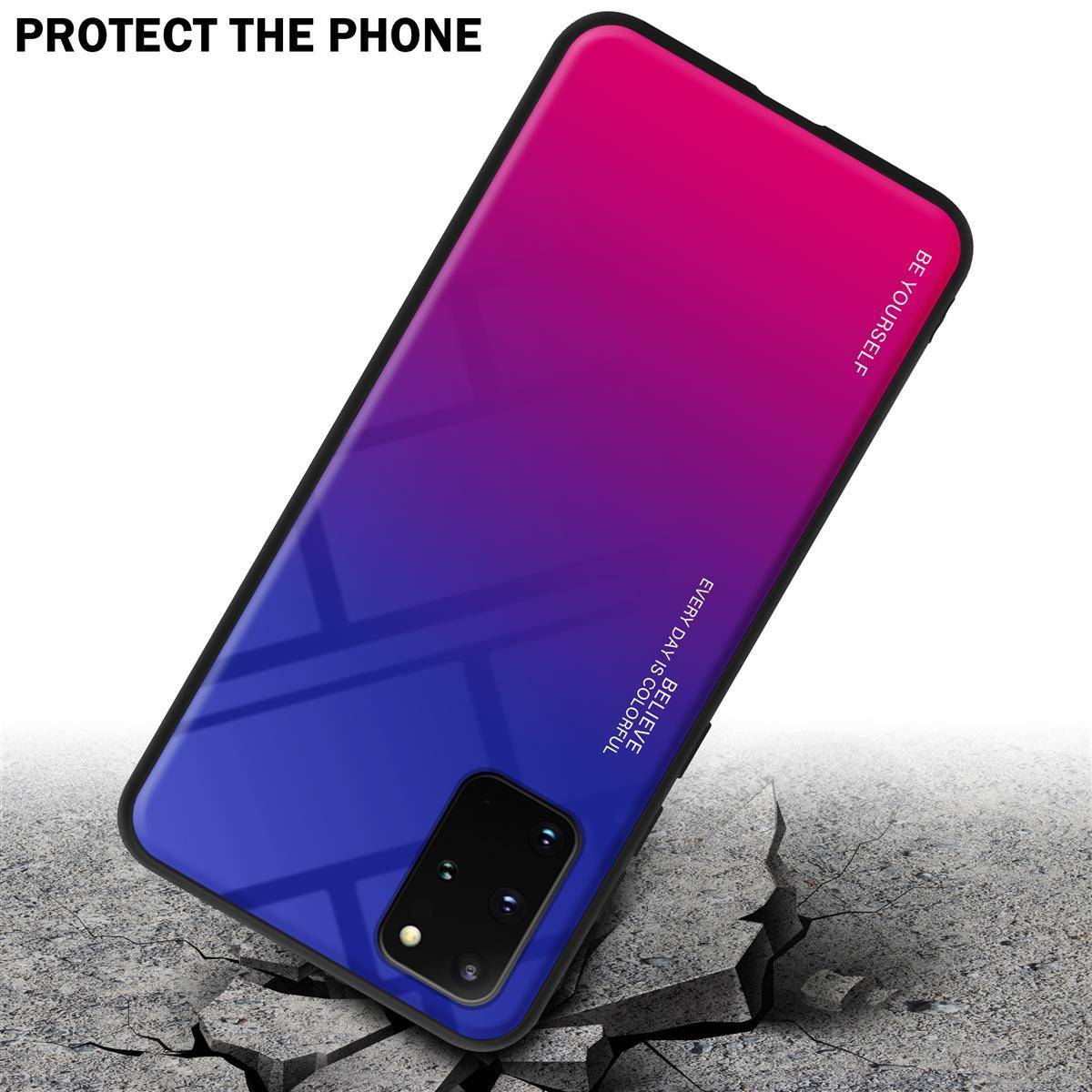 Cadorabo Hülle für Samsung Galaxy S20 PLUS Schutz Hülle in Schwarz Handyhülle TPU Etui Cover Case Tempered Glas