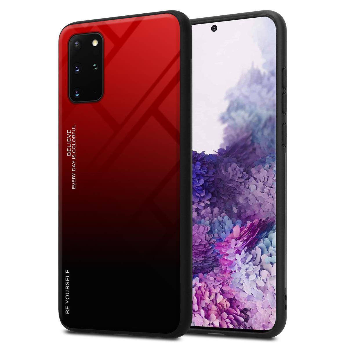 Cadorabo Hülle für Samsung Galaxy S20 PLUS Schutz Hülle in Schwarz Handyhülle TPU Etui Cover Case Tempered Glas