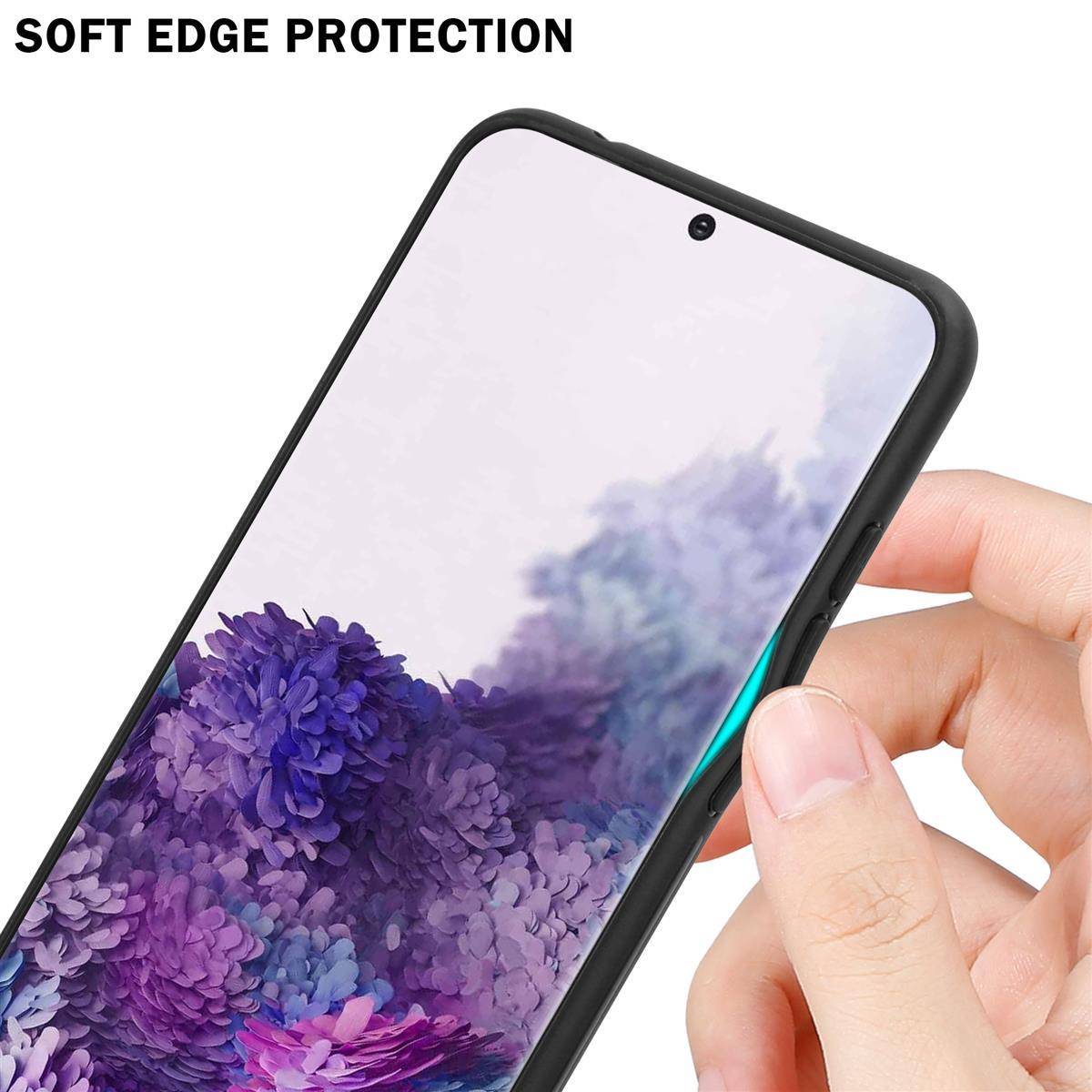 Cadorabo Hülle für Samsung Galaxy S20 PLUS Schutz Hülle in Schwarz Handyhülle TPU Etui Cover Case Tempered Glas