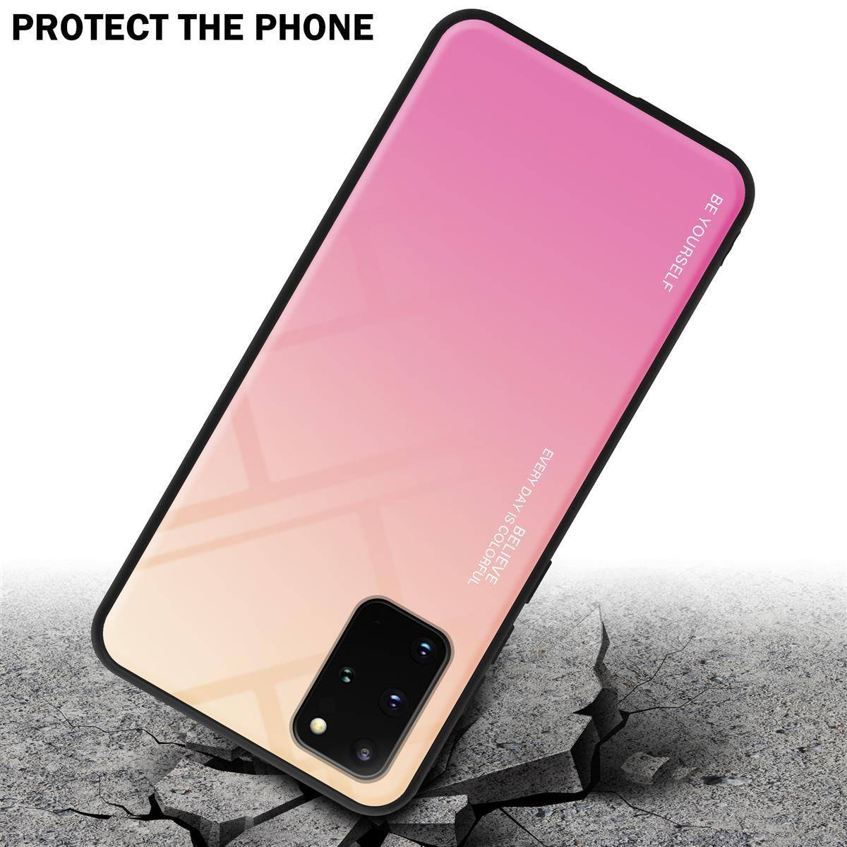 Cadorabo Hülle für Samsung Galaxy S20 PLUS Schutz Hülle in Schwarz Handyhülle TPU Etui Cover Case Tempered Glas