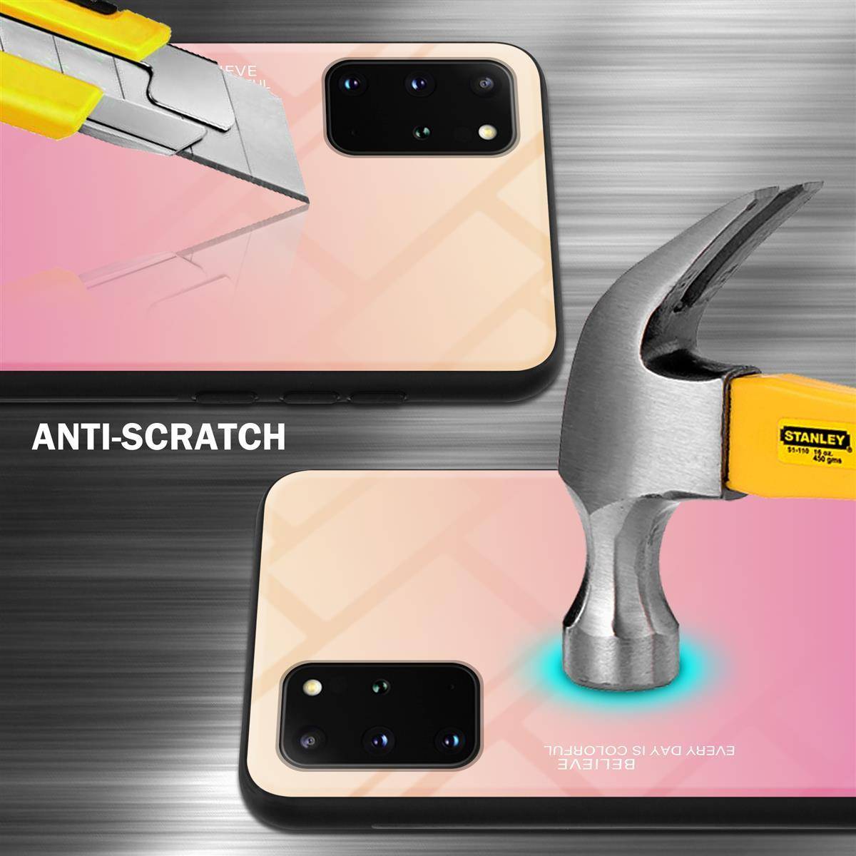 Cadorabo Hülle für Samsung Galaxy S20 PLUS Schutz Hülle in Schwarz Handyhülle TPU Etui Cover Case Tempered Glas