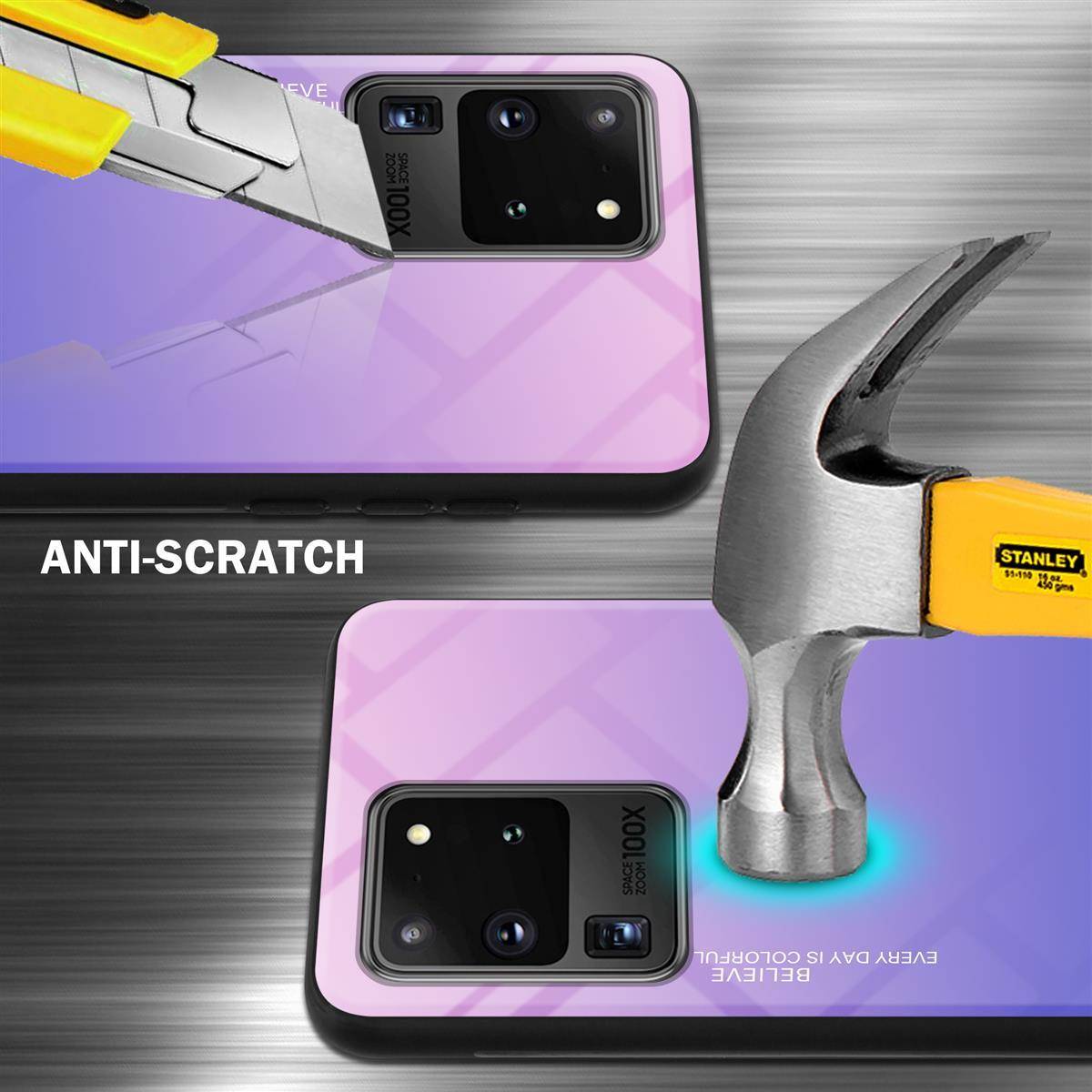 Cadorabo Hülle für Samsung Galaxy S20 ULTRA Schutz Hülle in Schwarz Handyhülle TPU Etui Cover Case Tempered Glas