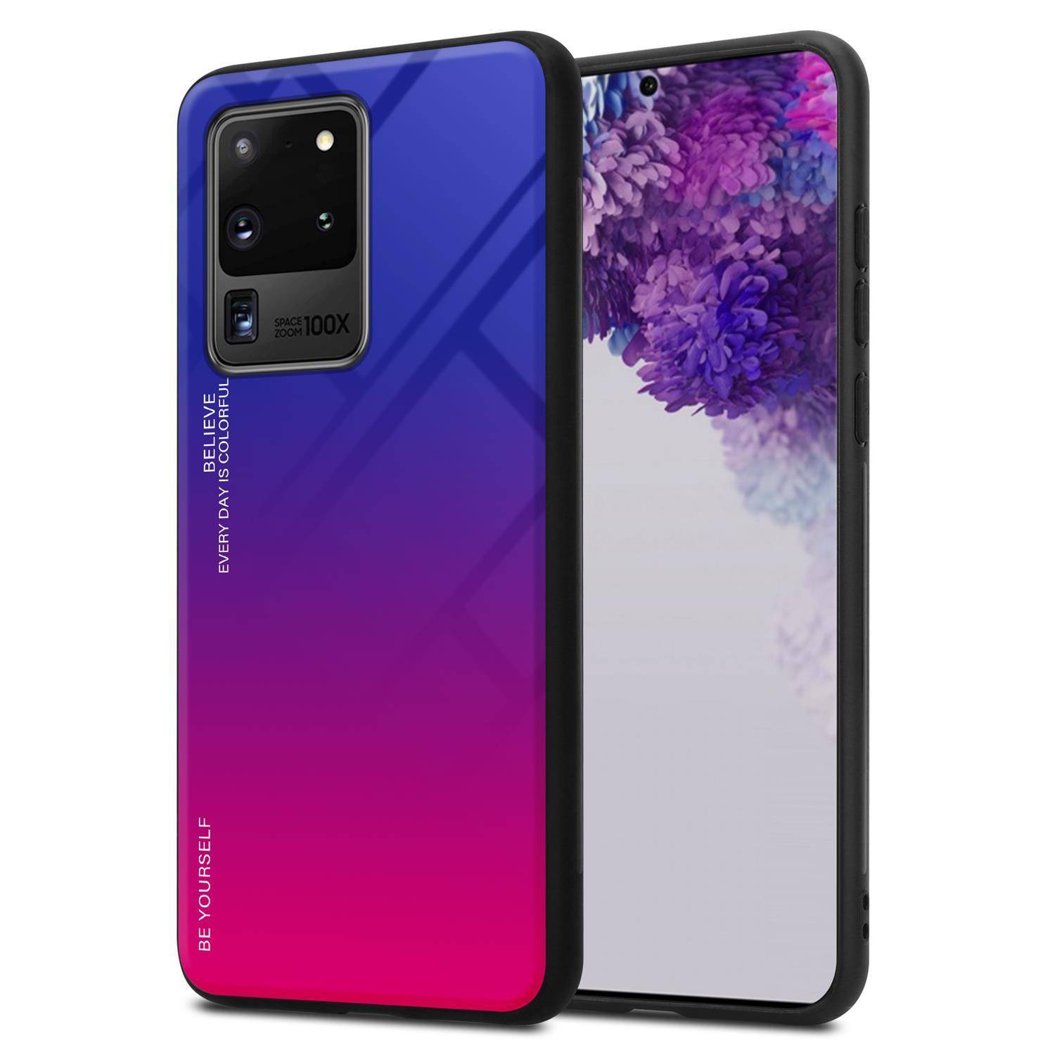 Cadorabo Hülle für Samsung Galaxy S20 ULTRA Schutz Hülle in Schwarz Handyhülle TPU Etui Cover Case Tempered Glas