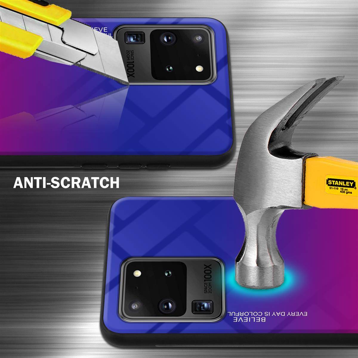 Cadorabo Hülle für Samsung Galaxy S20 ULTRA Schutz Hülle in Schwarz Handyhülle TPU Etui Cover Case Tempered Glas