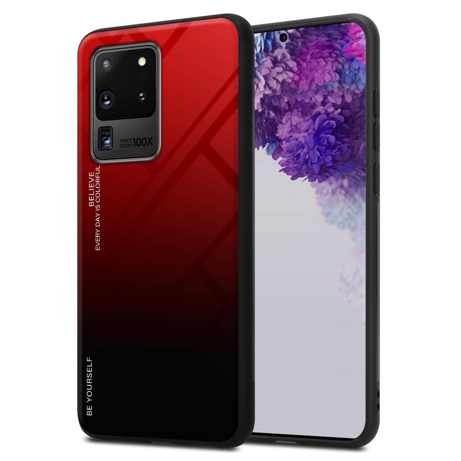 Cadorabo Hülle für Samsung Galaxy S20 ULTRA Schutz Hülle in Schwarz Handyhülle TPU Etui Cover Case Tempered Glas