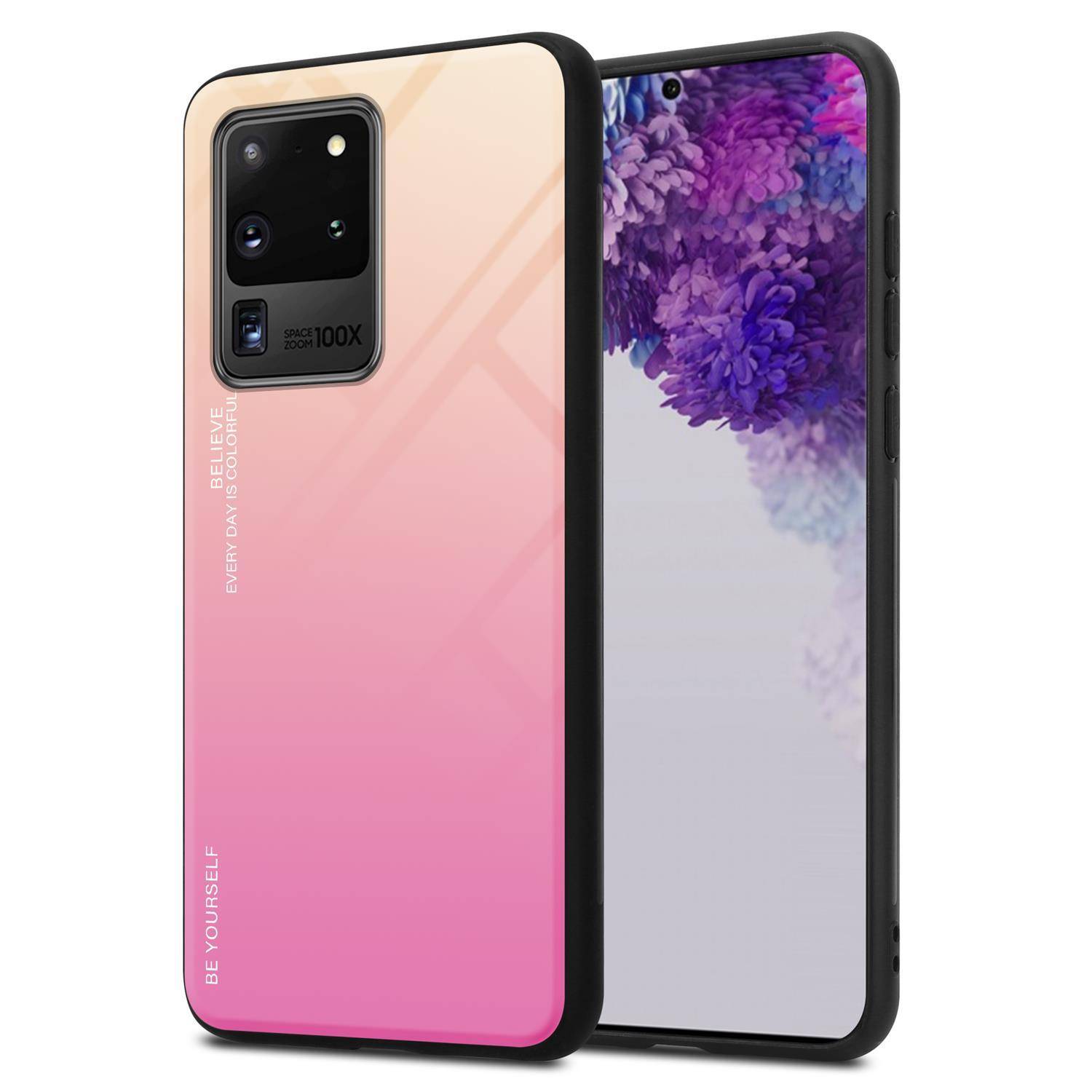 Cadorabo Hülle für Samsung Galaxy S20 ULTRA Schutz Hülle in Schwarz Handyhülle TPU Etui Cover Case Tempered Glas
