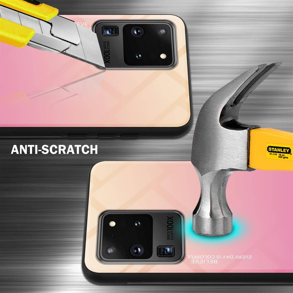 Cadorabo Hülle für Samsung Galaxy S20 ULTRA Schutz Hülle in Schwarz Handyhülle TPU Etui Cover Case Tempered Glas