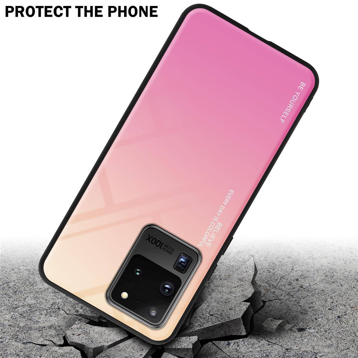 Cadorabo Hülle für Samsung Galaxy S20 ULTRA Schutz Hülle in Schwarz Handyhülle TPU Etui Cover Case Tempered Glas