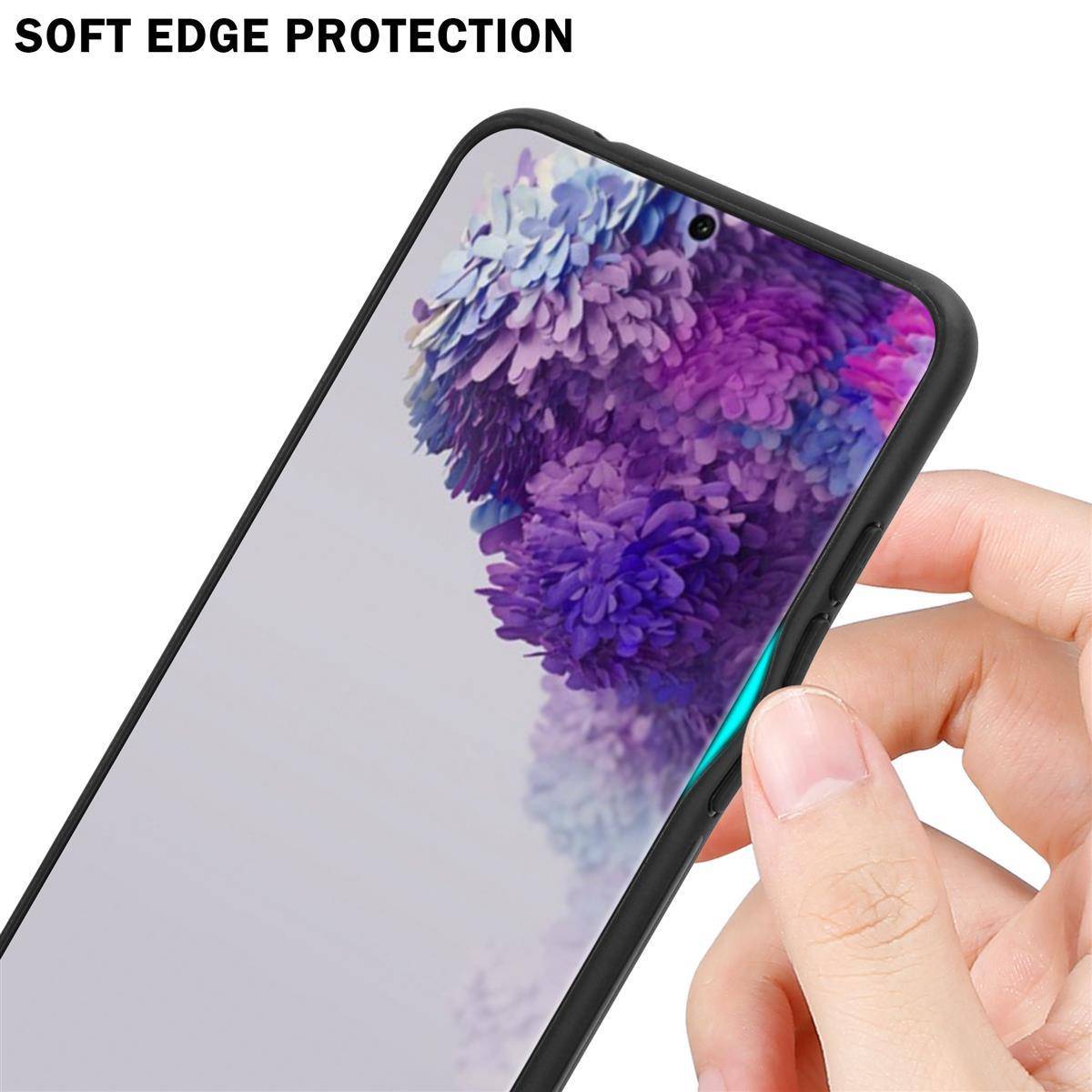 Cadorabo Hülle für Samsung Galaxy S20 ULTRA Schutz Hülle in Schwarz Handyhülle TPU Etui Cover Case Tempered Glas