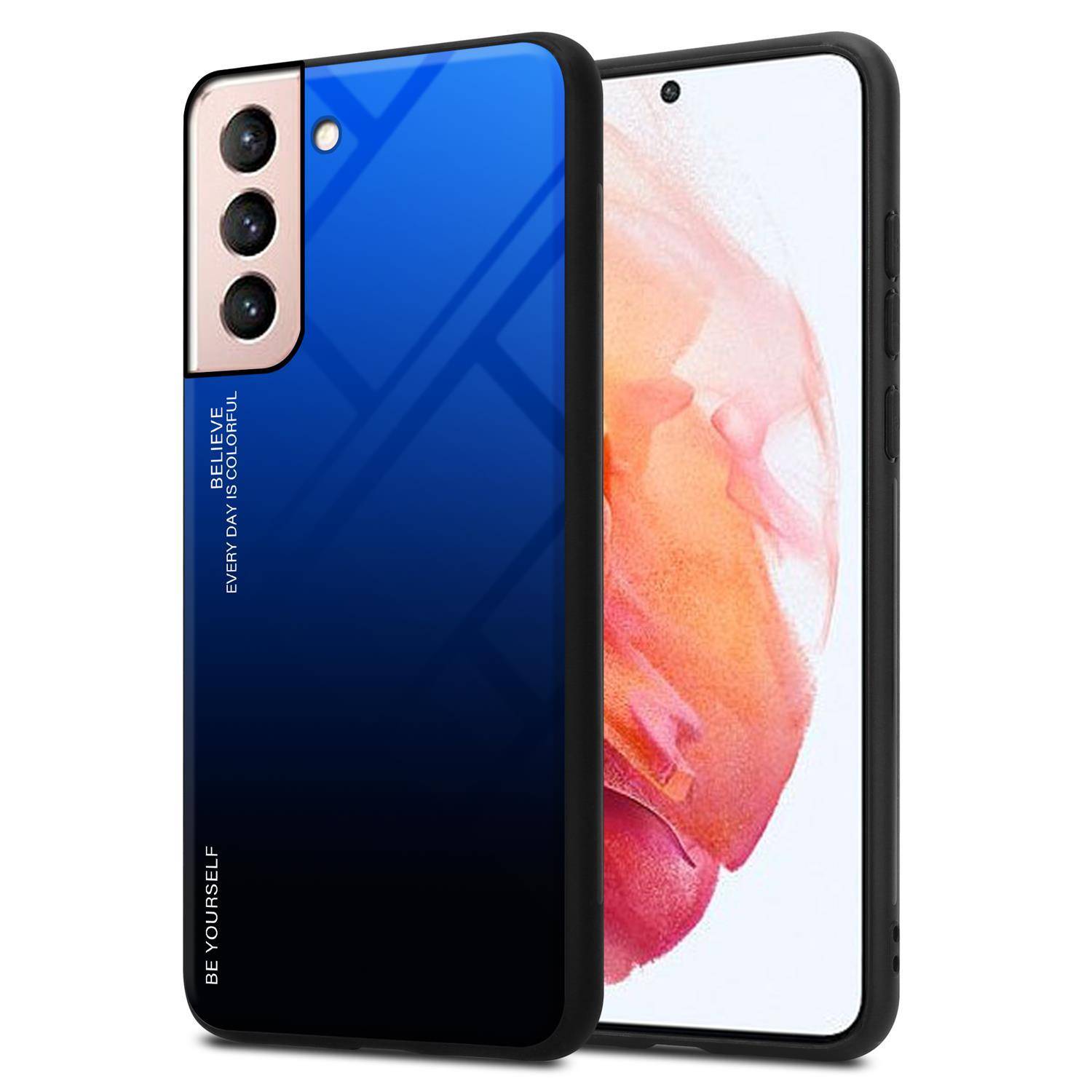 Cadorabo Hülle für Samsung Galaxy S21 5G Schutz Hülle in Schwarz Handyhülle TPU Etui Cover Case Tempered Glas