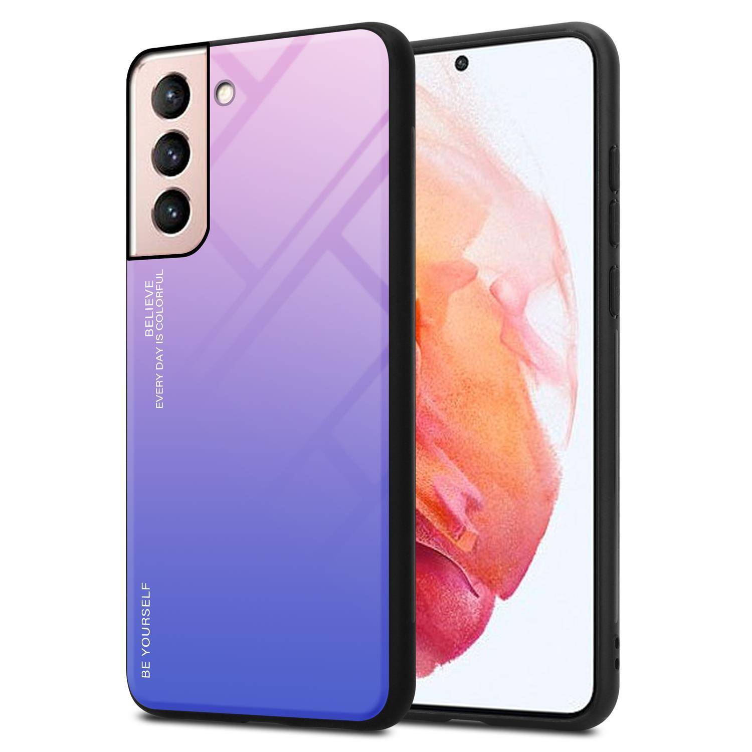 Cadorabo Hülle für Samsung Galaxy S21 5G Schutz Hülle in Schwarz Handyhülle TPU Etui Cover Case Tempered Glas