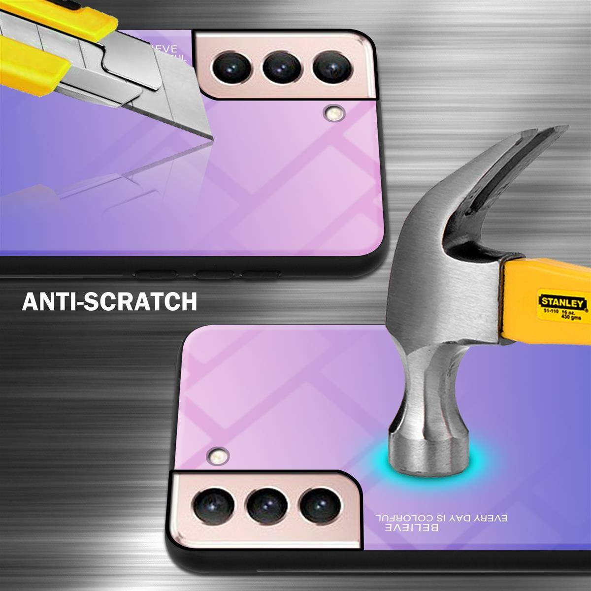 Cadorabo Hülle für Samsung Galaxy S21 5G Schutz Hülle in Schwarz Handyhülle TPU Etui Cover Case Tempered Glas