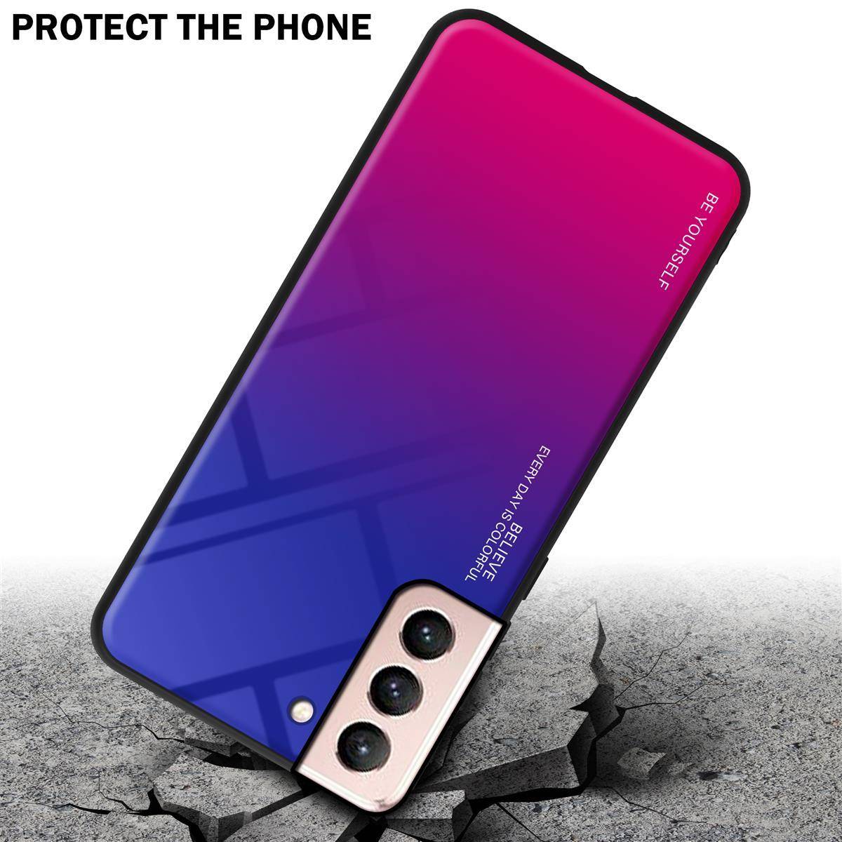 Cadorabo Hülle für Samsung Galaxy S21 5G Schutz Hülle in Schwarz Handyhülle TPU Etui Cover Case Tempered Glas