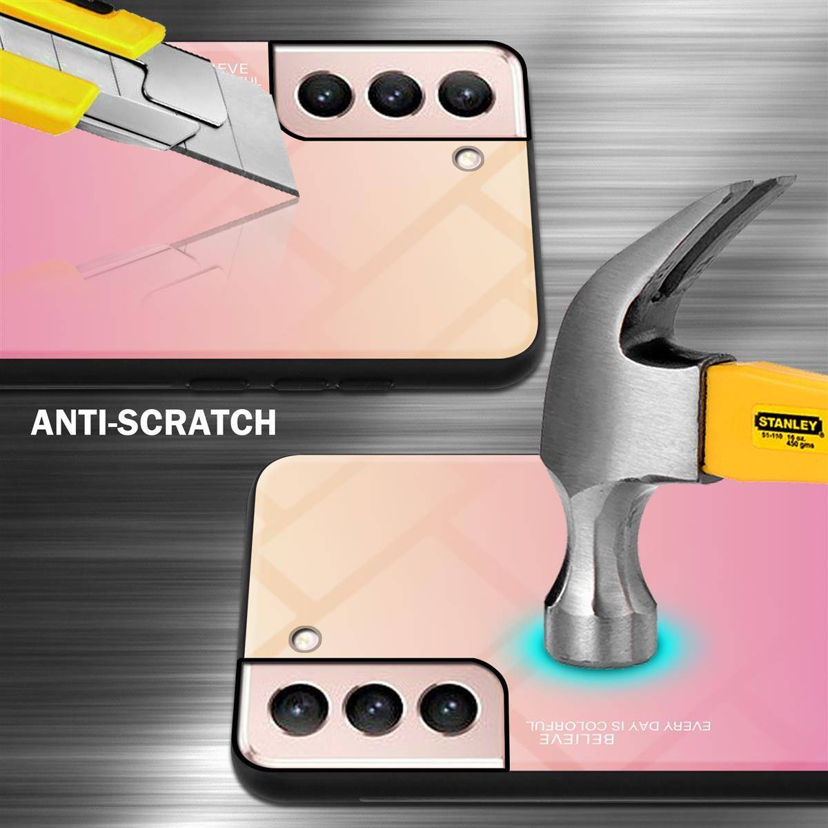 Cadorabo Hülle für Samsung Galaxy S21 5G Schutz Hülle in Schwarz Handyhülle TPU Etui Cover Case Tempered Glas
