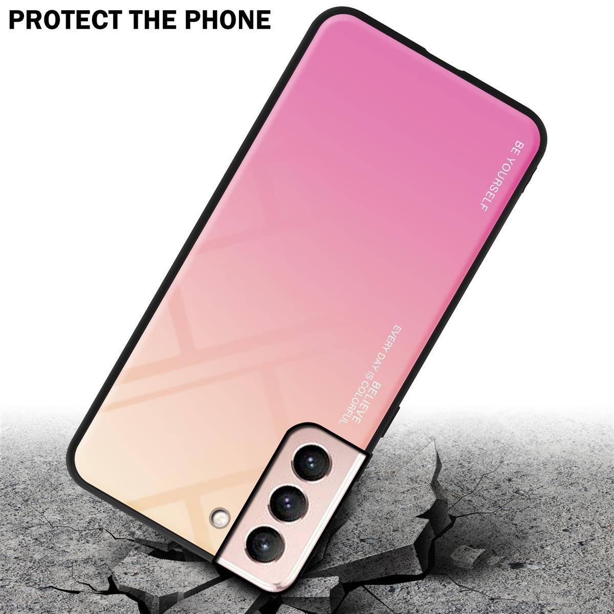 Cadorabo Hülle für Samsung Galaxy S21 5G Schutz Hülle in Schwarz Handyhülle TPU Etui Cover Case Tempered Glas