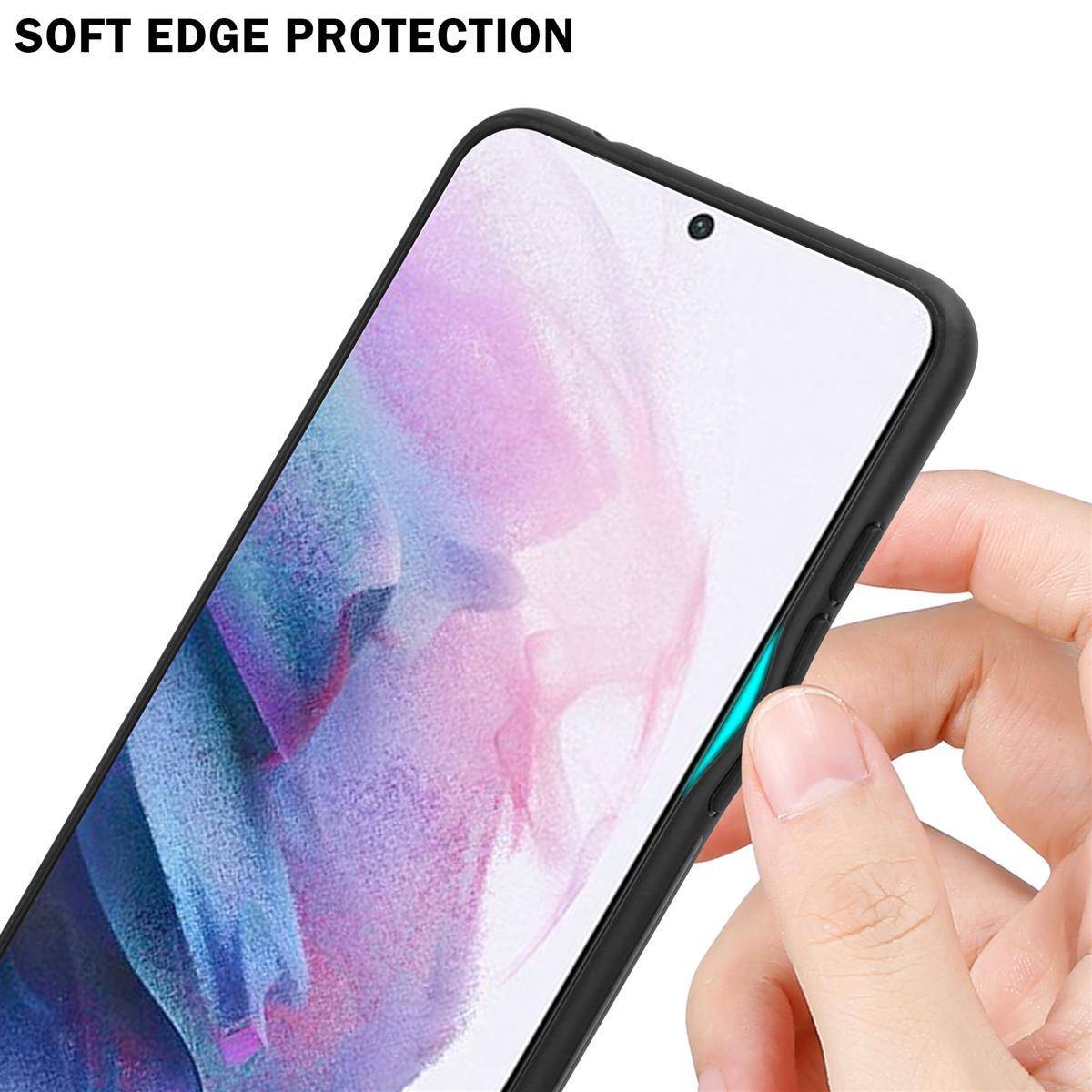 Cadorabo Hülle für Samsung Galaxy S21 PLUS Schutz Hülle in Schwarz Handyhülle TPU Etui Cover Case Tempered Glas
