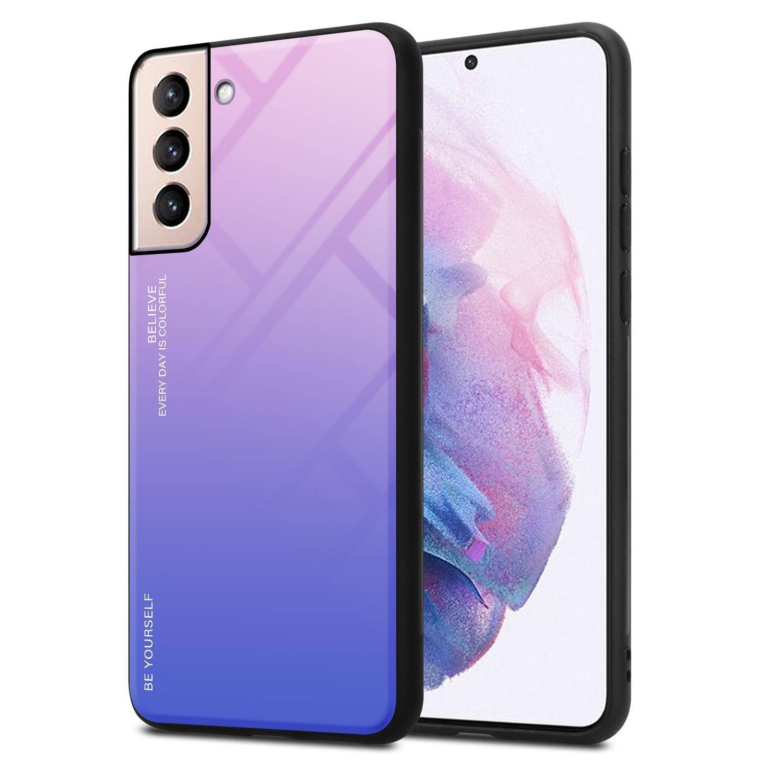 Cadorabo Hülle für Samsung Galaxy S21 PLUS Schutz Hülle in Schwarz Handyhülle TPU Etui Cover Case Tempered Glas