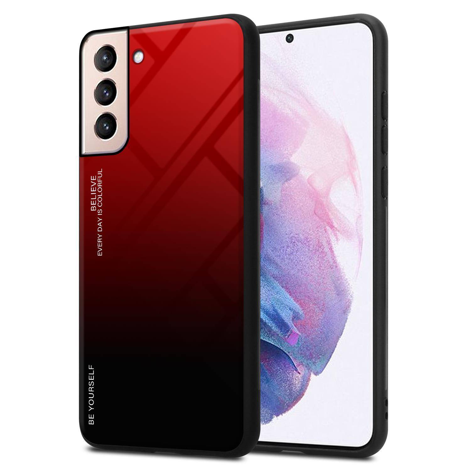 Cadorabo Hülle für Samsung Galaxy S21 PLUS Schutz Hülle in Schwarz Handyhülle TPU Etui Cover Case Tempered Glas