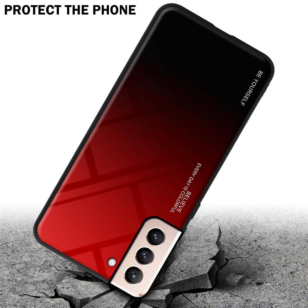 Cadorabo Hülle für Samsung Galaxy S21 PLUS Schutz Hülle in Schwarz Handyhülle TPU Etui Cover Case Tempered Glas