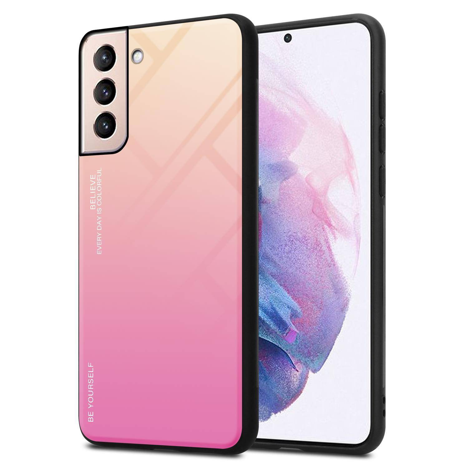 Cadorabo Hülle für Samsung Galaxy S21 PLUS Schutz Hülle in Schwarz Handyhülle TPU Etui Cover Case Tempered Glas