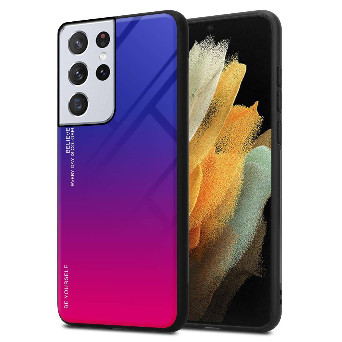 Cadorabo Hülle für Samsung Galaxy S21 ULTRA Schutz Hülle in Schwarz Handyhülle TPU Etui Cover Case Tempered Glas