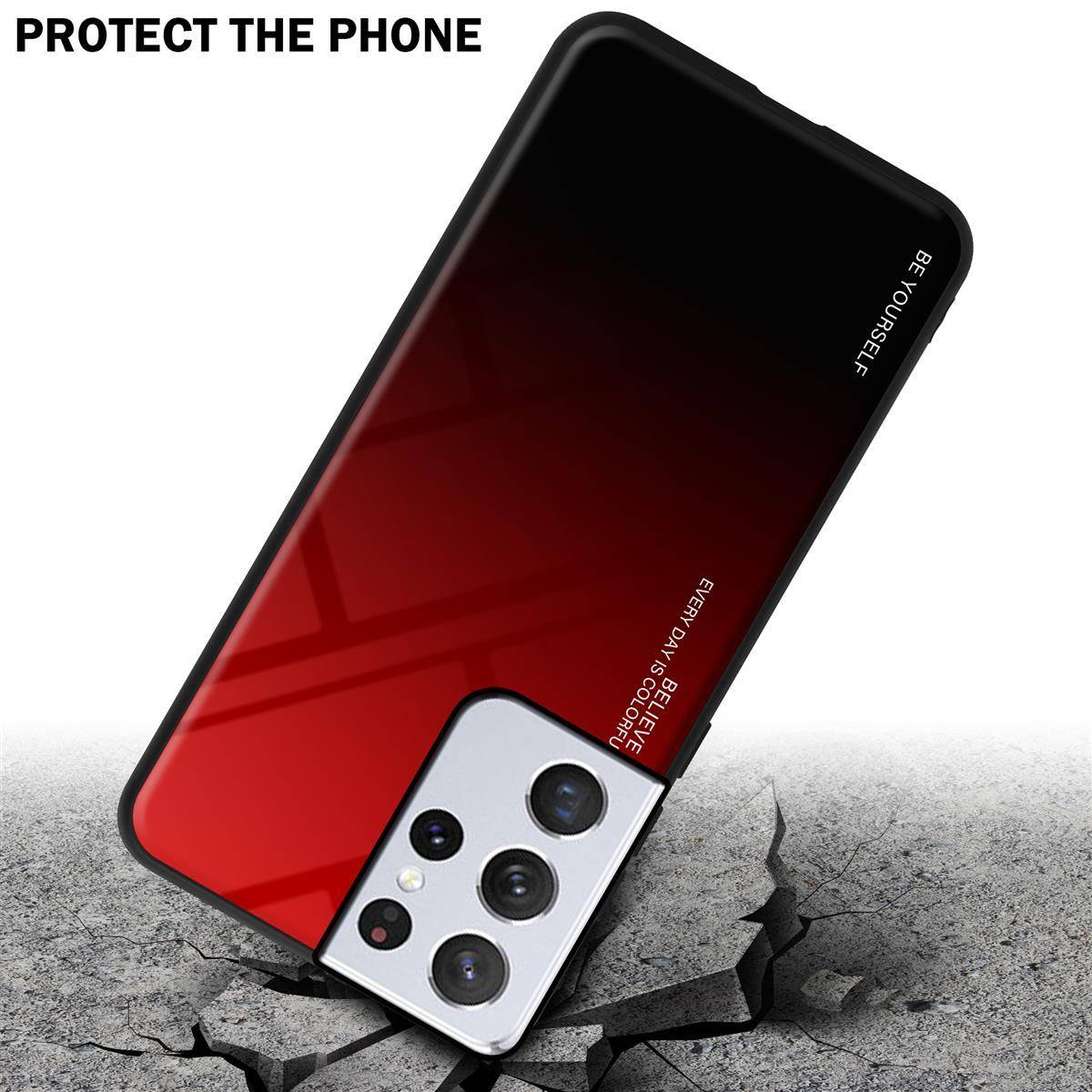 Cadorabo Hülle für Samsung Galaxy S21 ULTRA Schutz Hülle in Schwarz Handyhülle TPU Etui Cover Case Tempered Glas