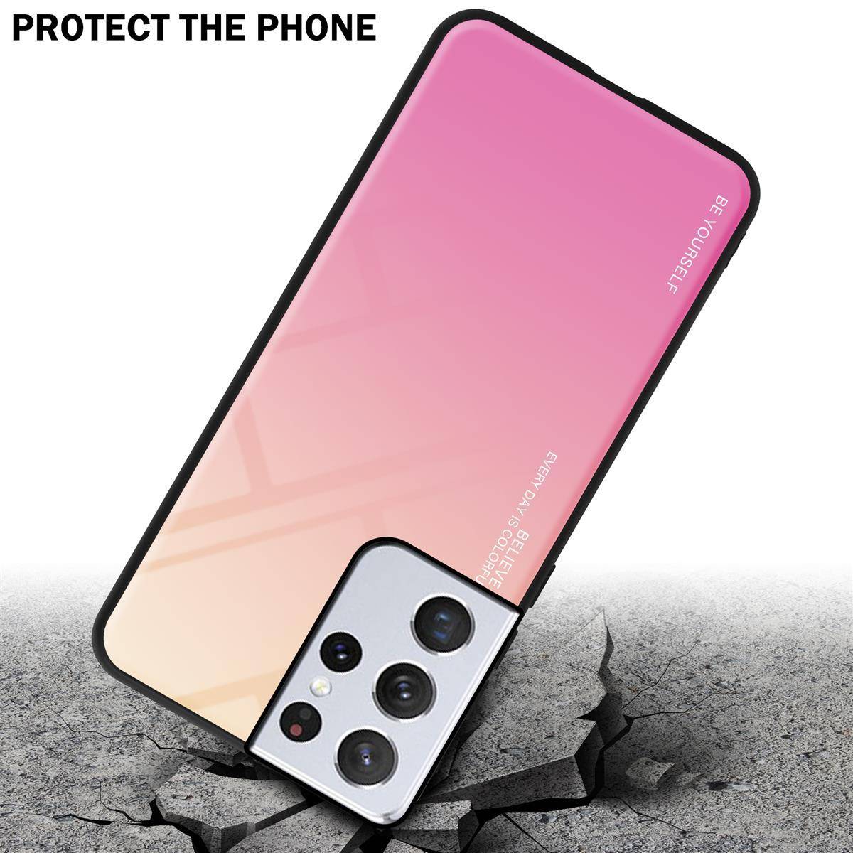 Cadorabo Hülle für Samsung Galaxy S21 ULTRA Schutz Hülle in Schwarz Handyhülle TPU Etui Cover Case Tempered Glas