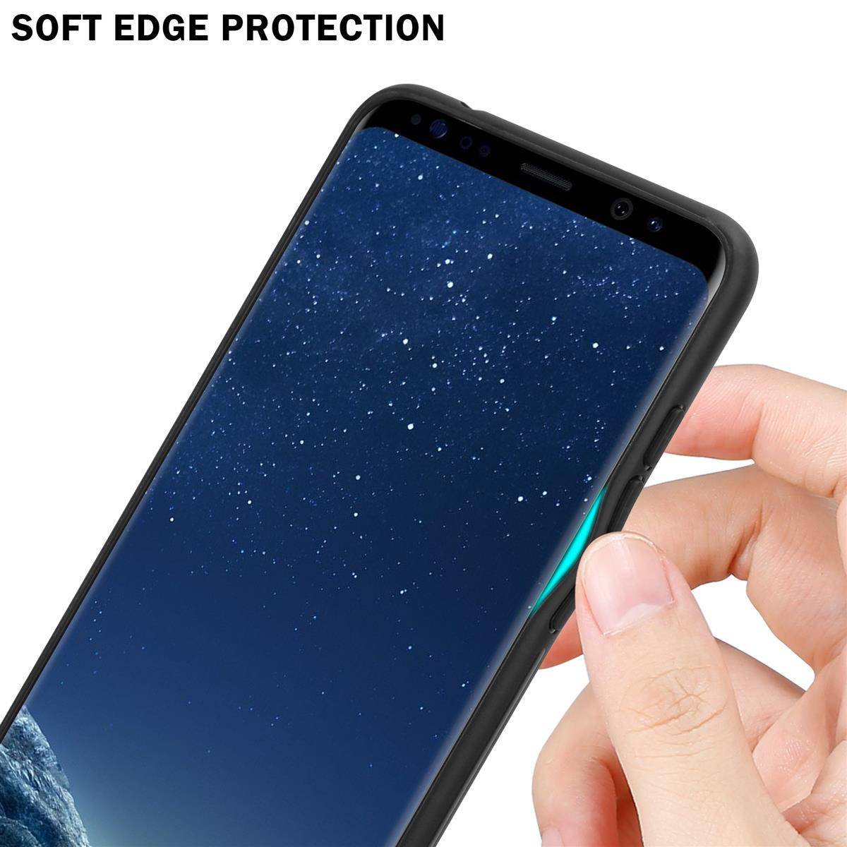 Cadorabo Hülle für Samsung Galaxy S8 Schutz Hülle in Schwarz Handyhülle TPU Etui Cover Case Tempered Glas