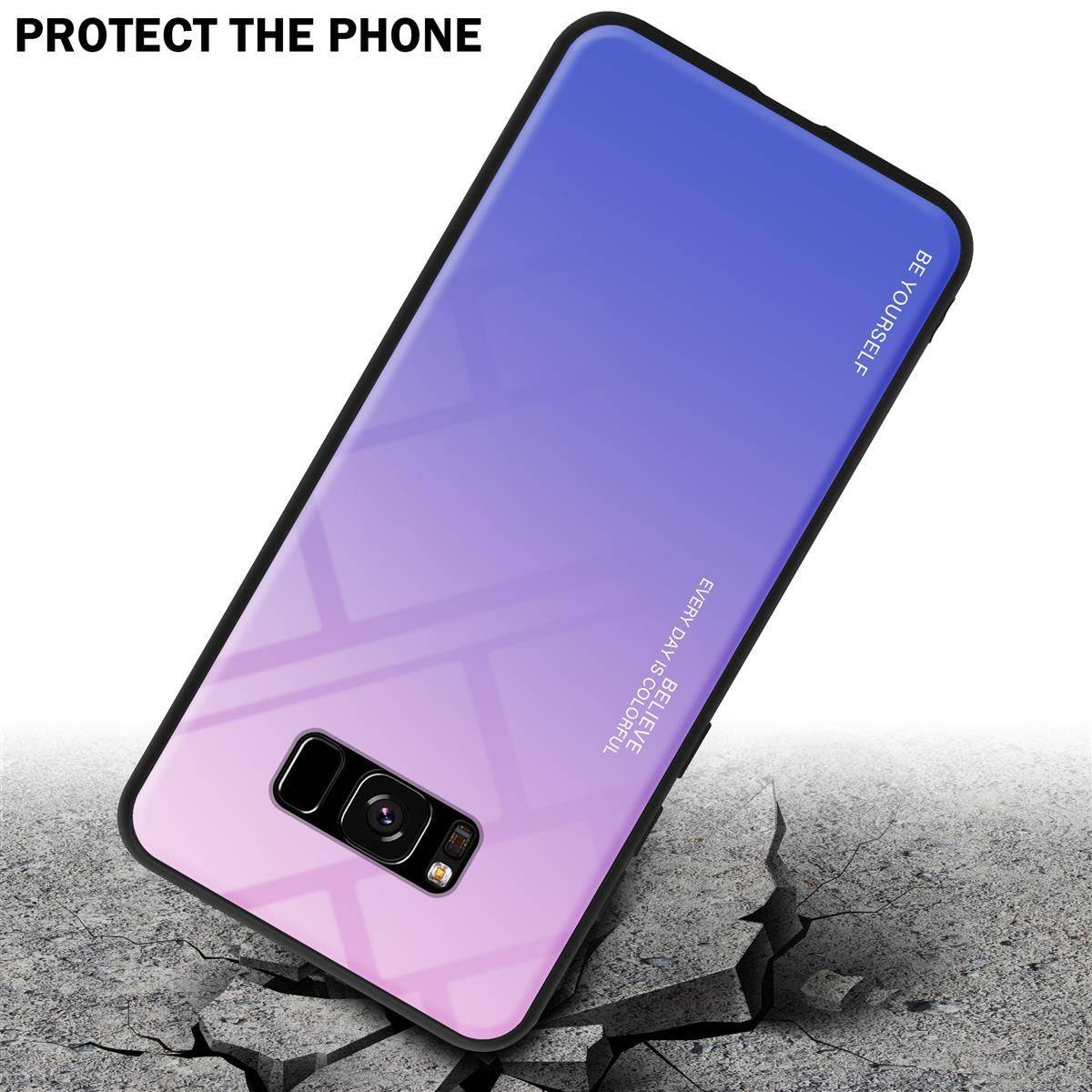 Cadorabo Hülle für Samsung Galaxy S8 Schutz Hülle in Schwarz Handyhülle TPU Etui Cover Case Tempered Glas