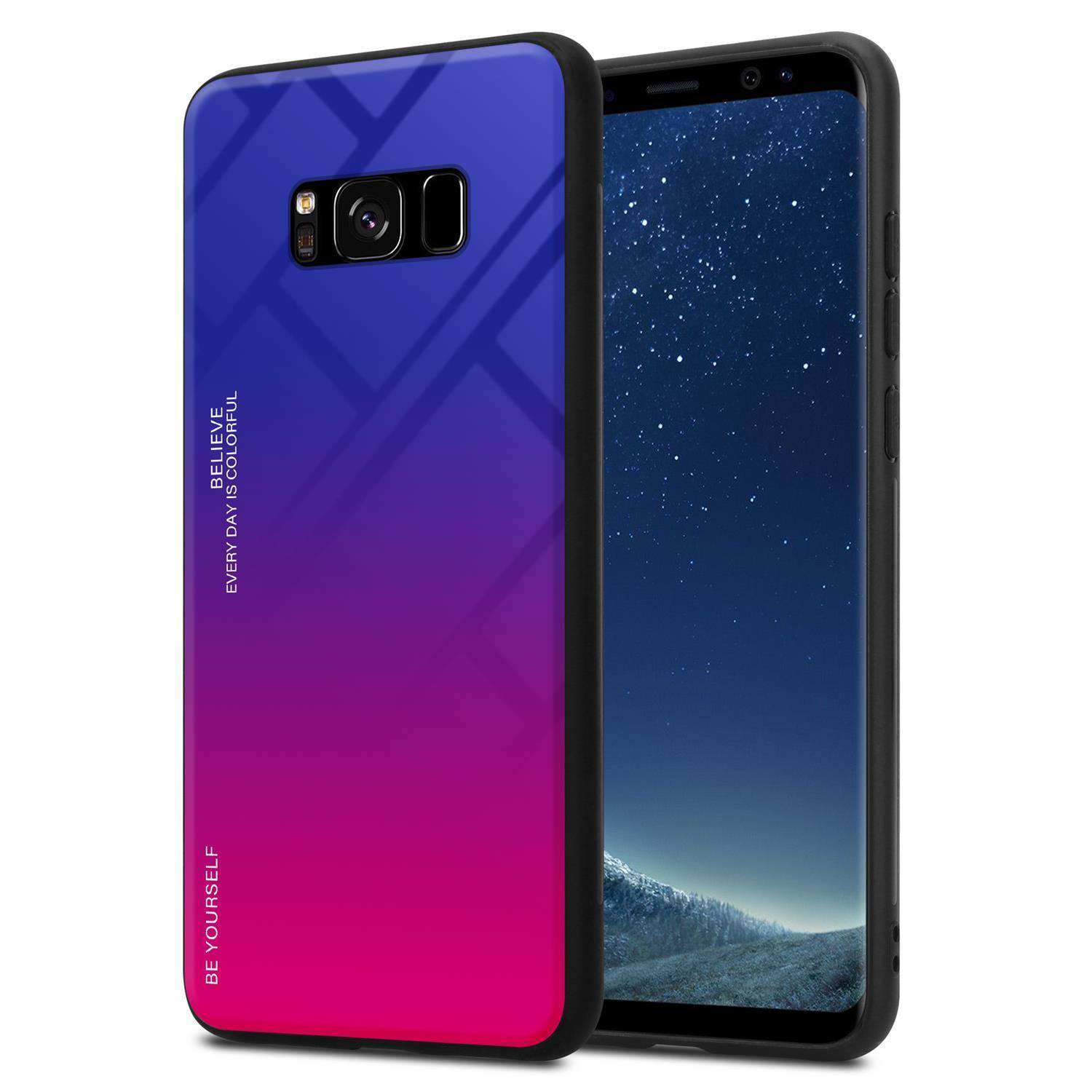 Cadorabo Hülle für Samsung Galaxy S8 Schutz Hülle in Schwarz Handyhülle TPU Etui Cover Case Tempered Glas
