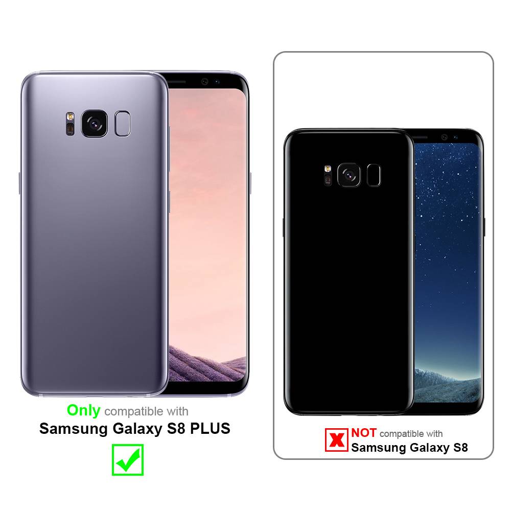 Cadorabo Hülle für Samsung Galaxy S8 PLUS Schutz Hülle in Schwarz Handyhülle TPU Etui Cover Case Tempered Glas