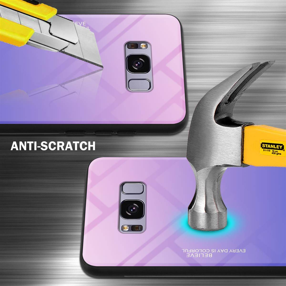 Cadorabo Hülle für Samsung Galaxy S8 PLUS Schutz Hülle in Schwarz Handyhülle TPU Etui Cover Case Tempered Glas