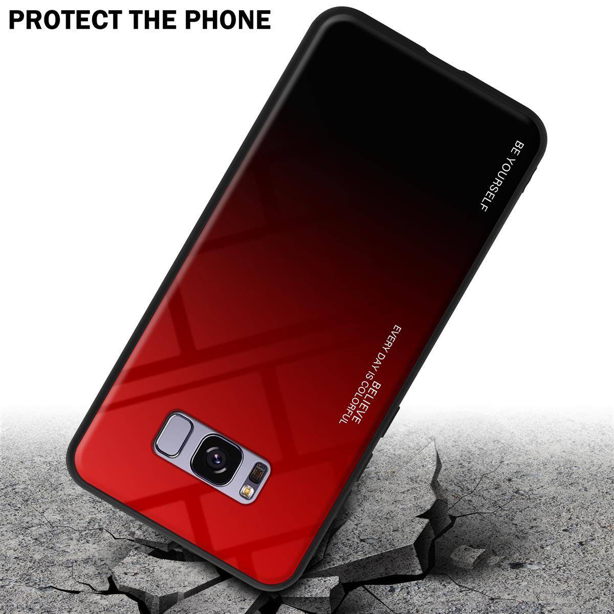 Cadorabo Hülle für Samsung Galaxy S8 PLUS Schutz Hülle in Schwarz Handyhülle TPU Etui Cover Case Tempered Glas