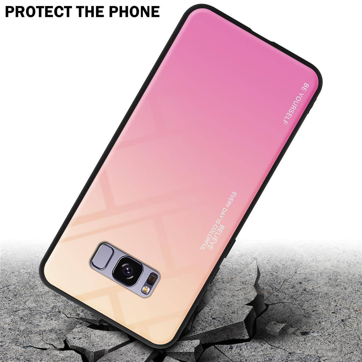 Cadorabo Hülle für Samsung Galaxy S8 PLUS Schutz Hülle in Schwarz Handyhülle TPU Etui Cover Case Tempered Glas