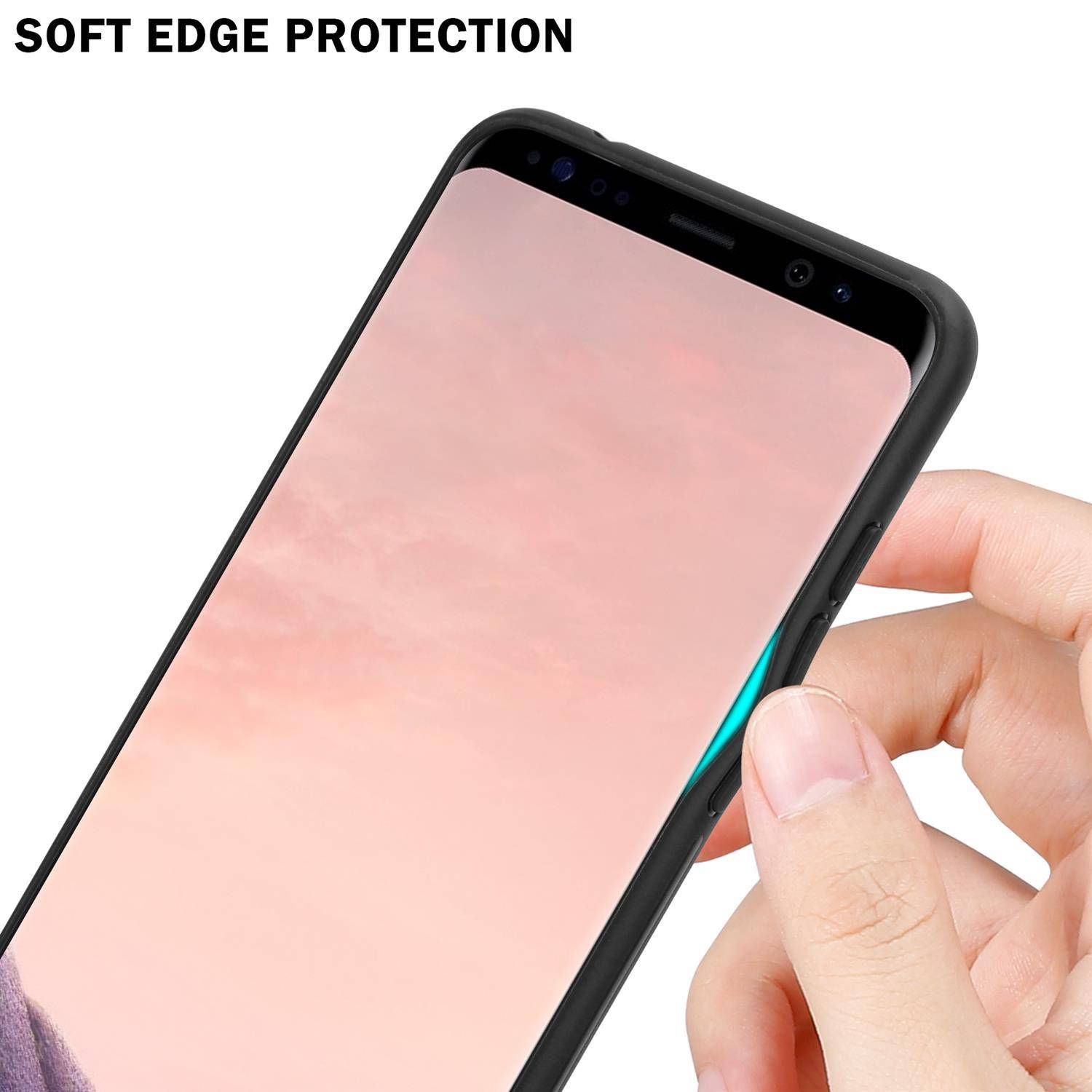 Cadorabo Hülle für Samsung Galaxy S8 PLUS Schutz Hülle in Schwarz Handyhülle TPU Etui Cover Case Tempered Glas
