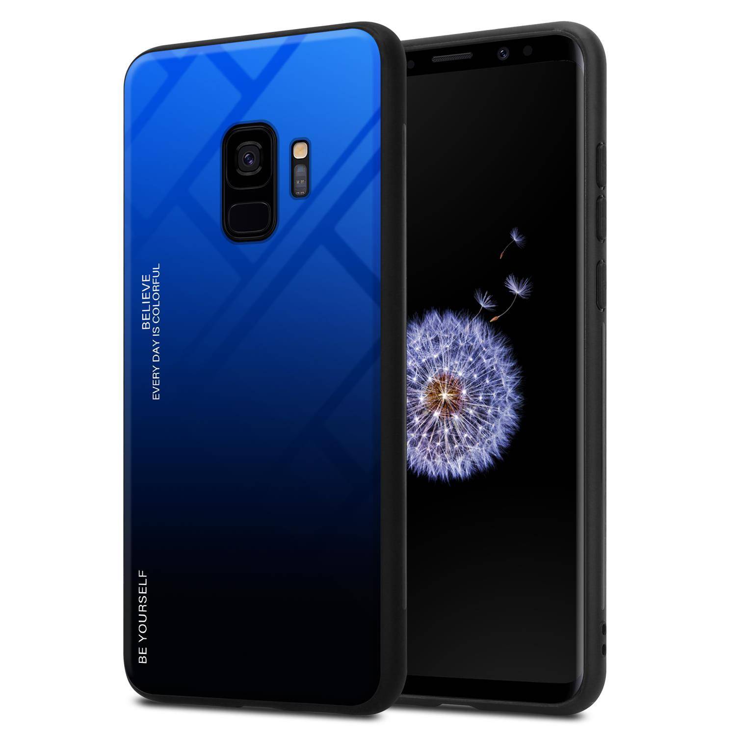 Cadorabo Hülle für Samsung Galaxy S9 Schutz Hülle in Schwarz Handyhülle TPU Etui Cover Case Tempered Glas
