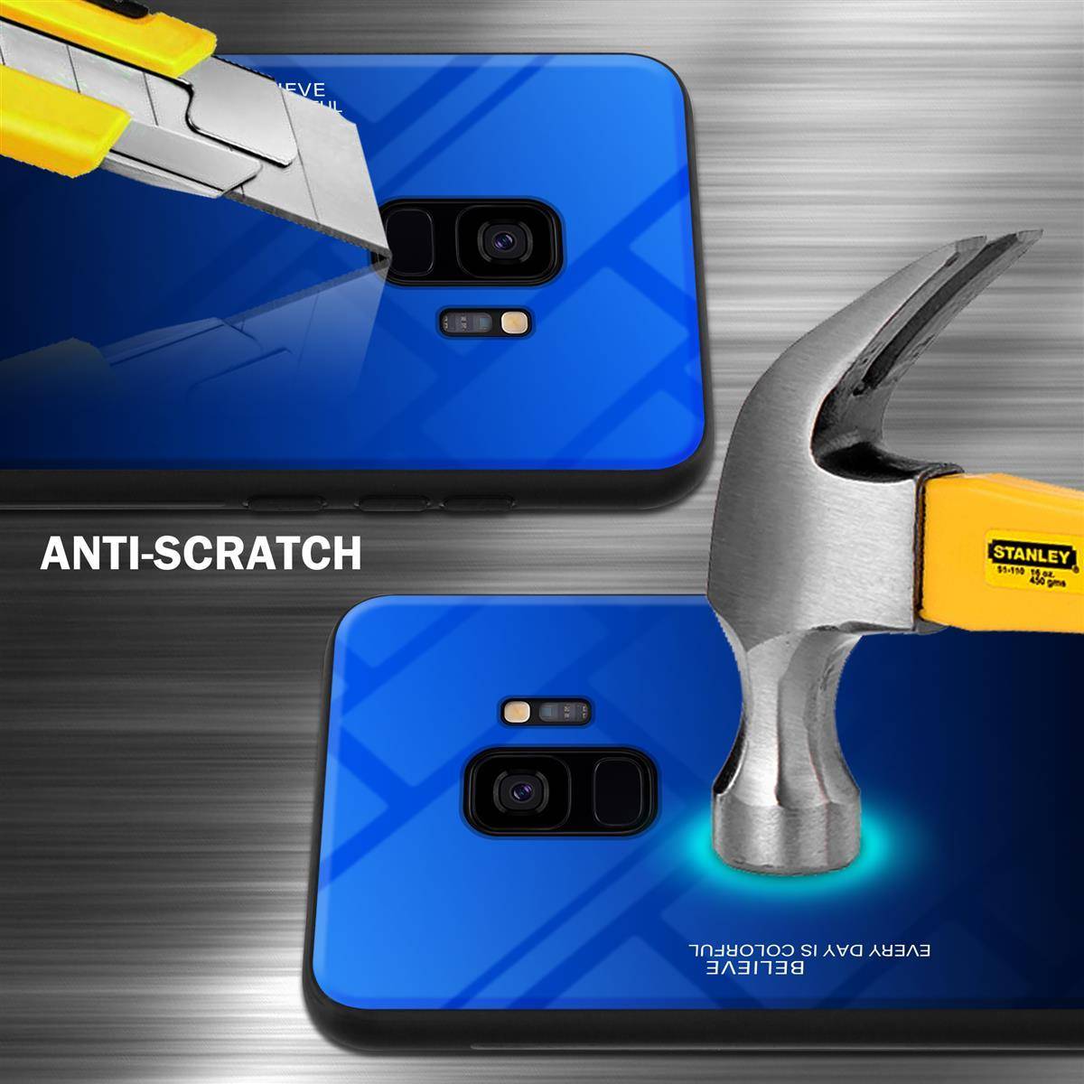 Cadorabo Hülle für Samsung Galaxy S9 Schutz Hülle in Schwarz Handyhülle TPU Etui Cover Case Tempered Glas