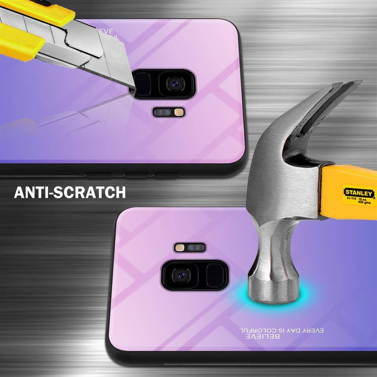 Cadorabo Hülle für Samsung Galaxy S9 Schutz Hülle in Schwarz Handyhülle TPU Etui Cover Case Tempered Glas