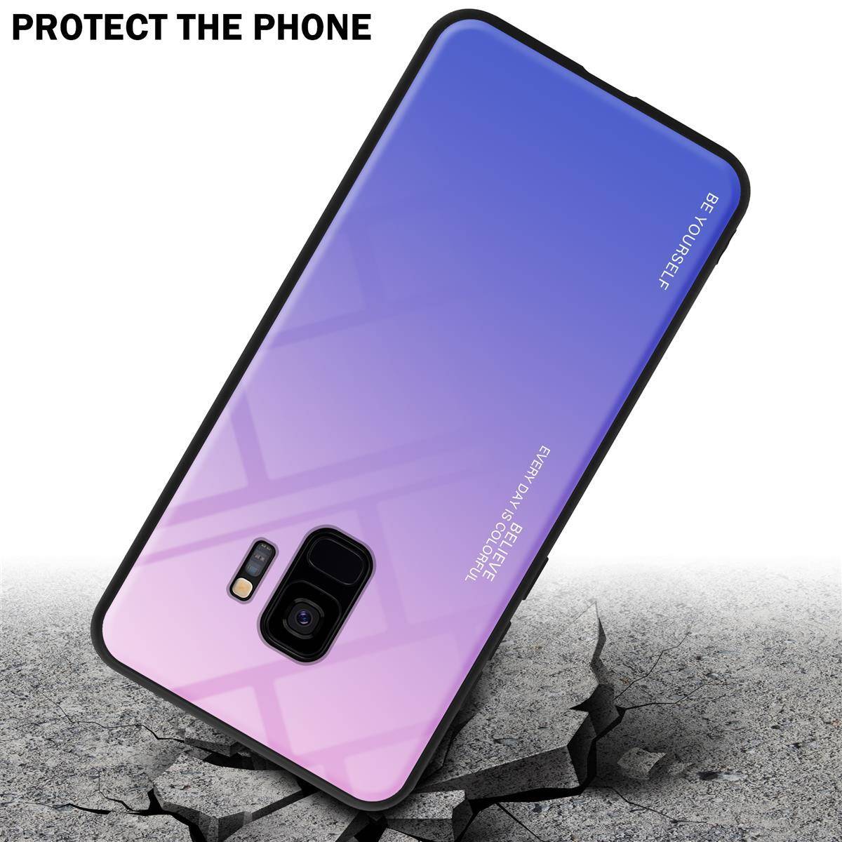 Cadorabo Hülle für Samsung Galaxy S9 Schutz Hülle in Schwarz Handyhülle TPU Etui Cover Case Tempered Glas