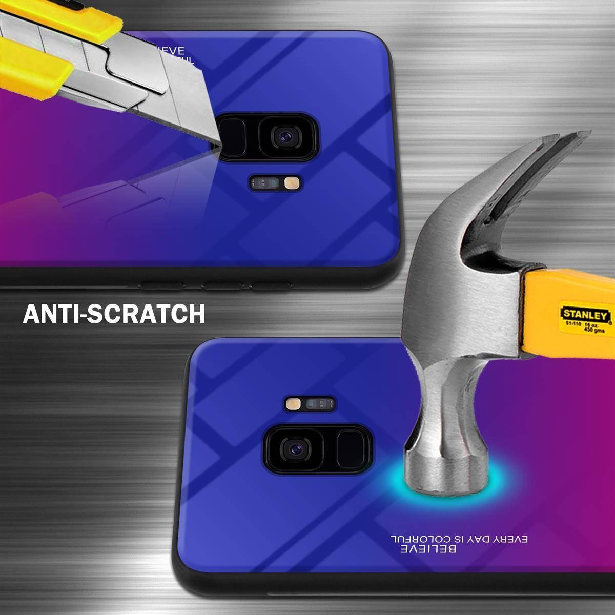 Cadorabo Hülle für Samsung Galaxy S9 Schutz Hülle in Schwarz Handyhülle TPU Etui Cover Case Tempered Glas