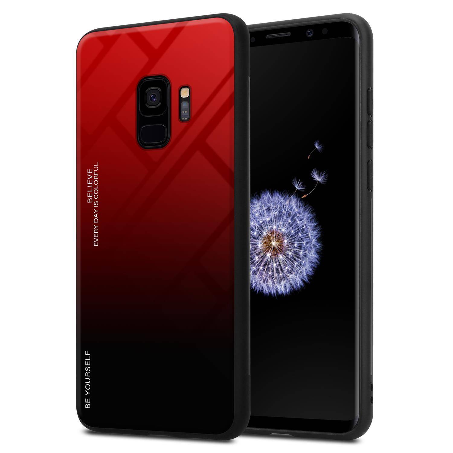 Cadorabo Hülle für Samsung Galaxy S9 Schutz Hülle in Schwarz Handyhülle TPU Etui Cover Case Tempered Glas
